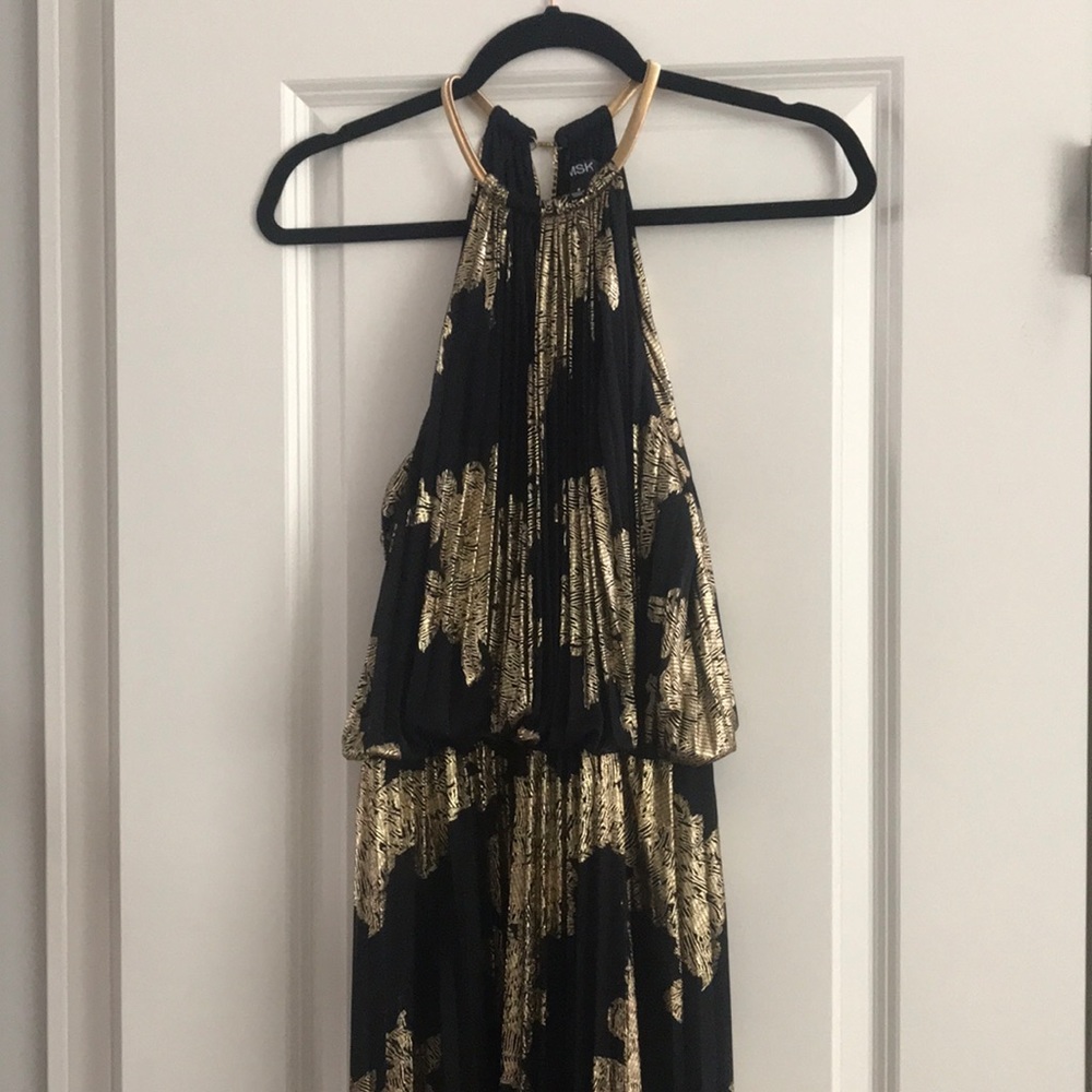Full length formal pleated gown